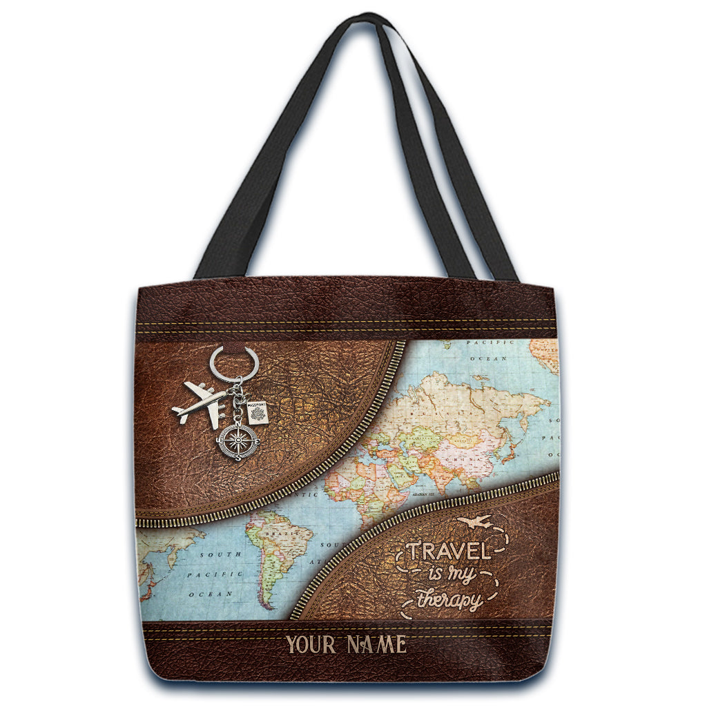 Travel Is My Therapy - Personalized Travelling Tote Bag