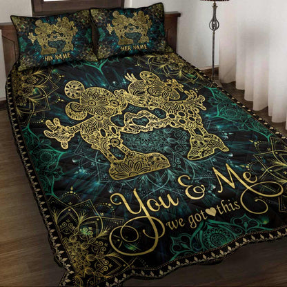 You And Me We Got This Mouse Ears Couple Mandala - Personalized Mouse Quilt Set