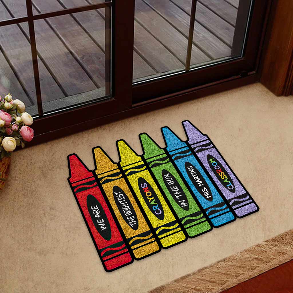 We Are The Brightest Crayons In The Box - Personalized Teacher Shaped Doormat