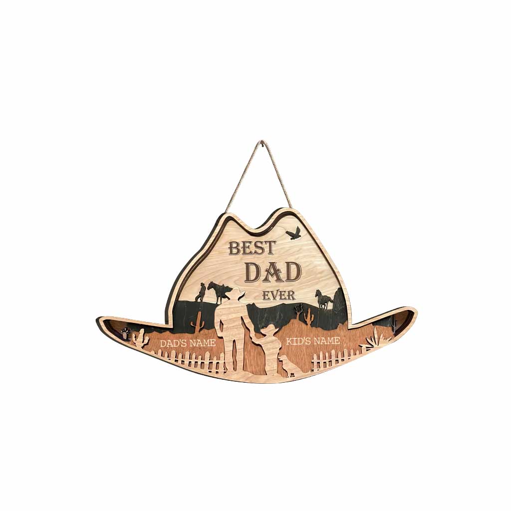 Best Dad Ever - Personalized Father's Day Horse Wood Sign