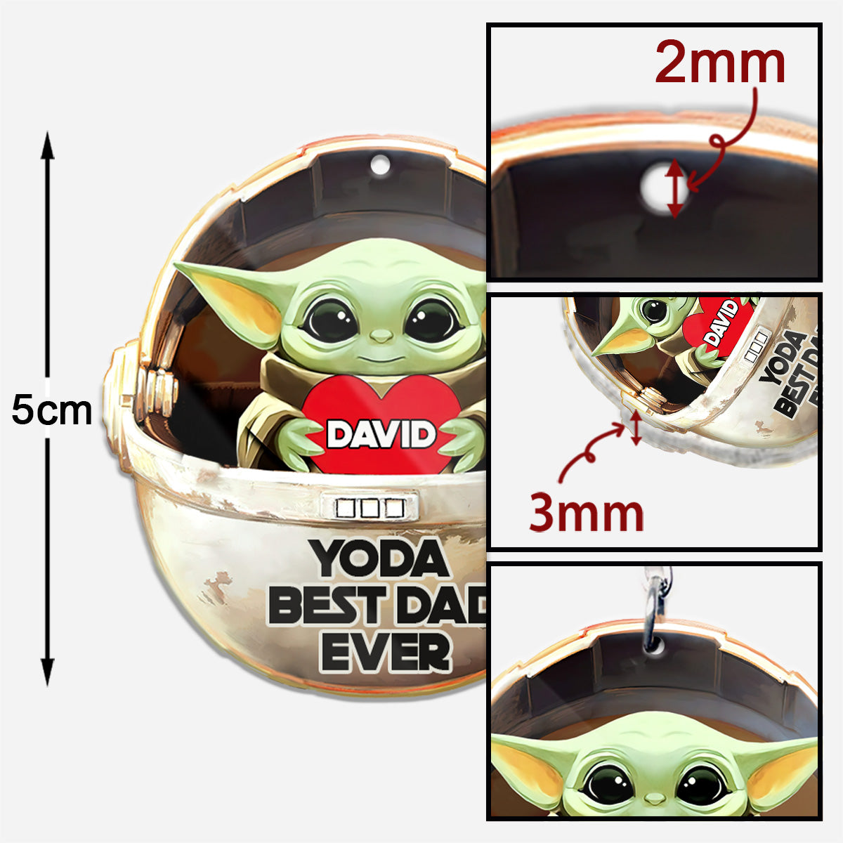 Yoda Best Dad - Personalized Father's Day The Force Keychain (Printed On Both Sides)