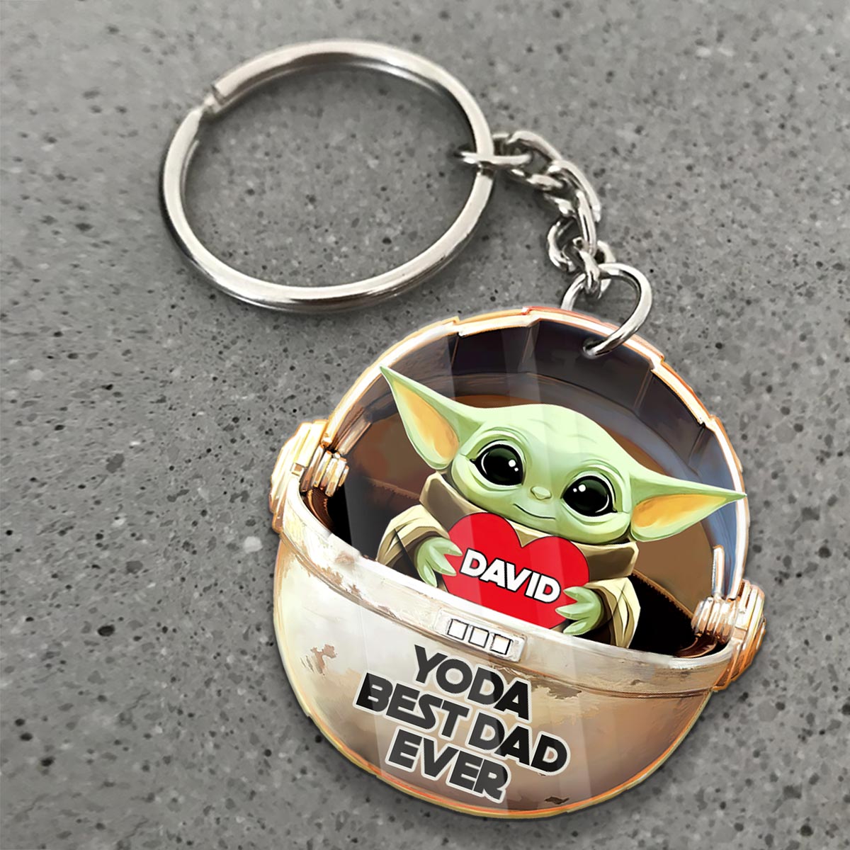 Yoda Best Dad - Personalized Father's Day The Force Keychain (Printed On Both Sides)