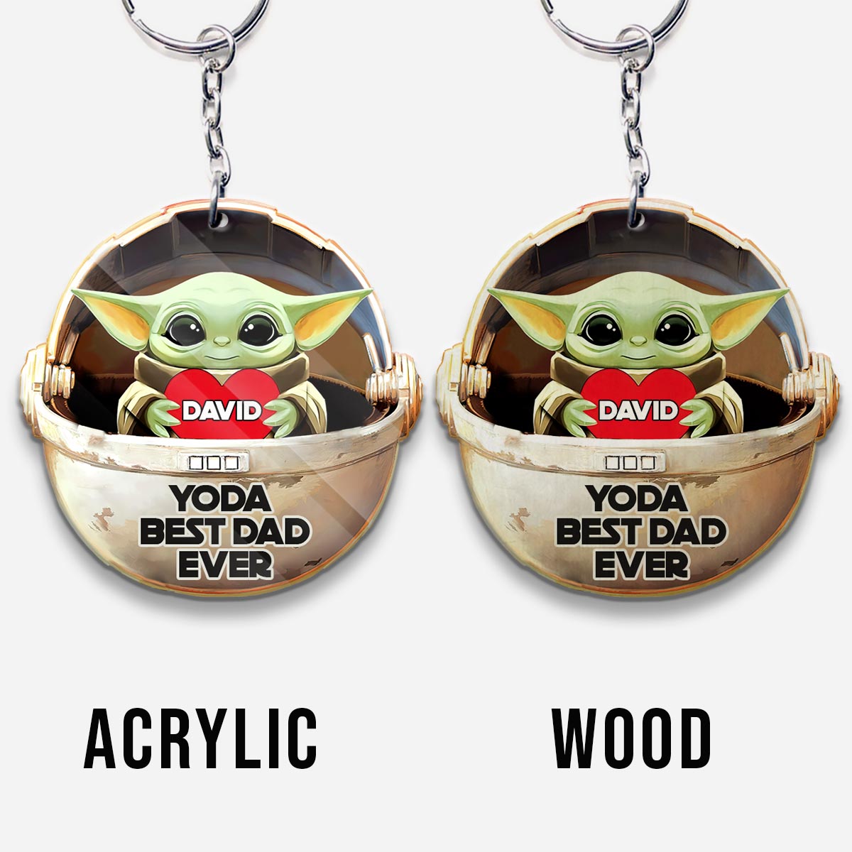 Yoda Best Dad - Personalized Father's Day The Force Keychain (Printed On Both Sides)