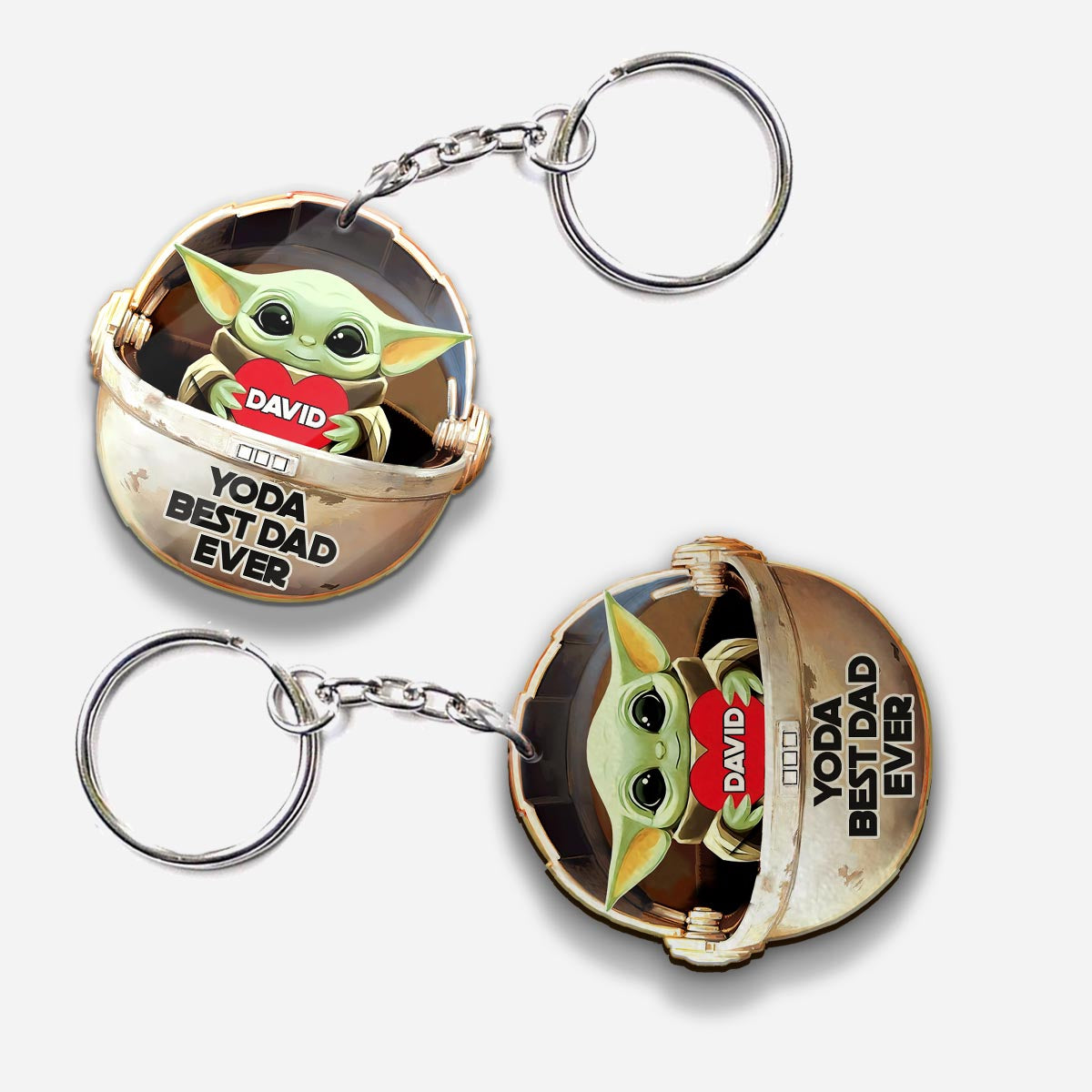 Yoda Best Dad - Personalized Father's Day The Force Keychain (Printed On Both Sides)