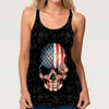 Skull And Roses Cross Tank Top
