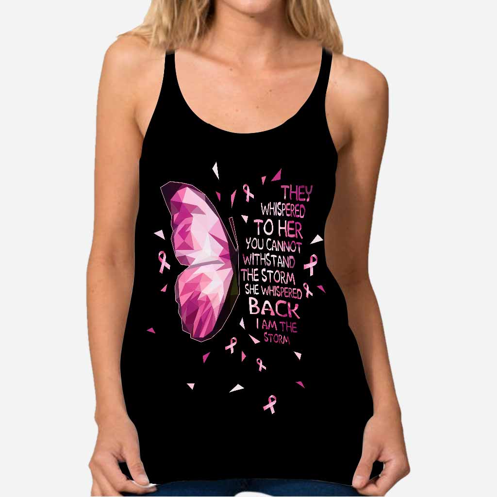 Never Give Up - Breast Cancer Awareness Cross Tank Top