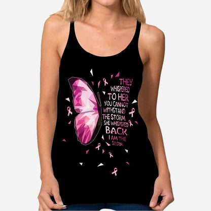 Never Give Up - Breast Cancer Awareness Cross Tank Top