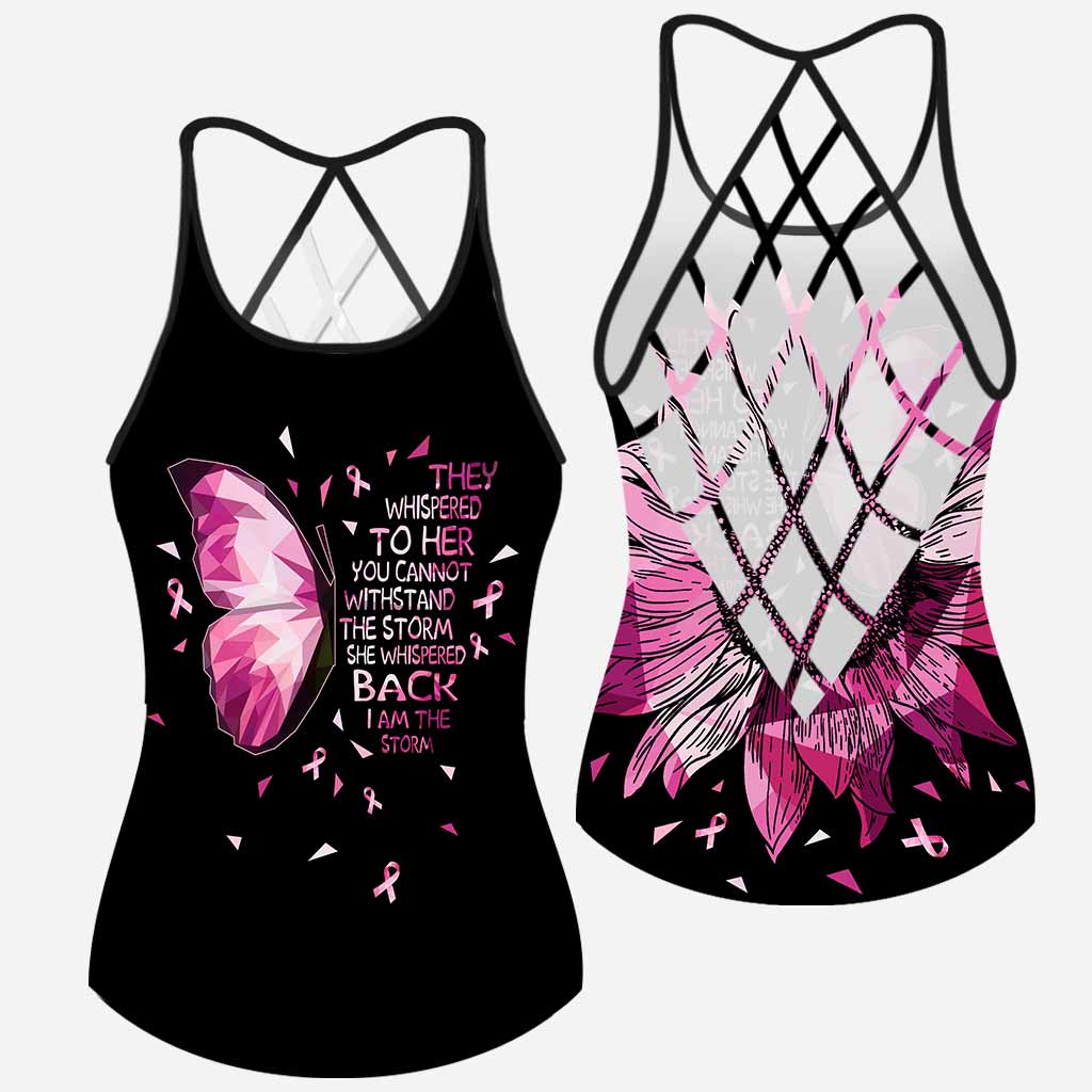 Never Give Up - Breast Cancer Awareness Cross Tank Top