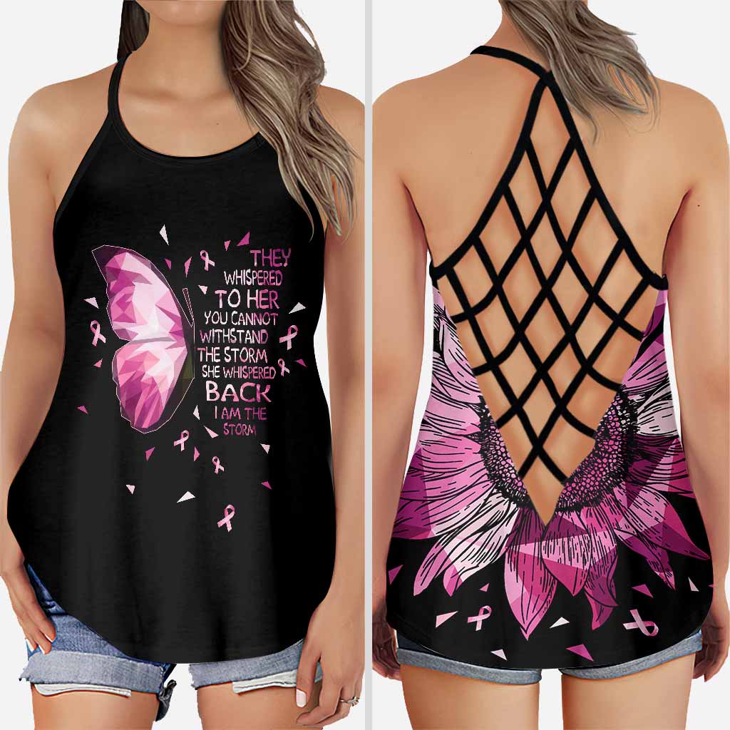 Never Give Up - Breast Cancer Awareness Cross Tank Top