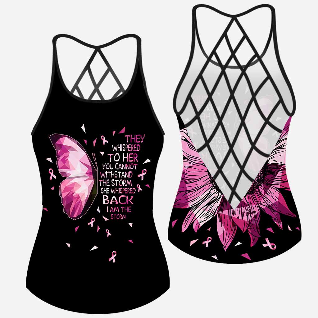 Never Give Up - Breast Cancer Awareness Cross Tank Top