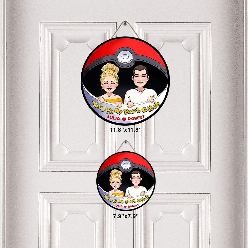 My Best Catch - Personalized Monster Trainer Round Wood Sign