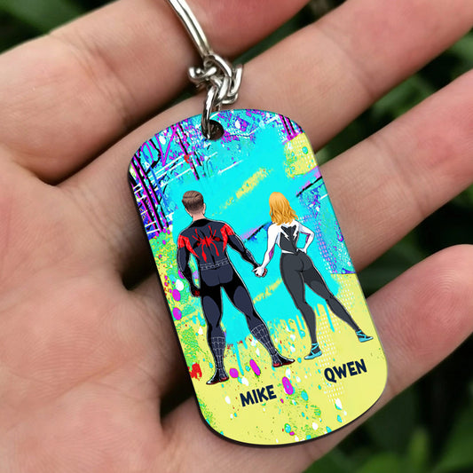 You And Me - Personalized Superhero Stainless Steel Keychain