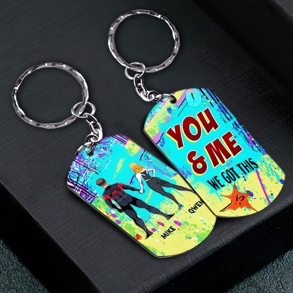 You And Me - Personalized Superhero Stainless Steel Keychain