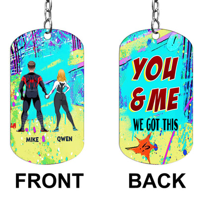 You And Me - Personalized Superhero Stainless Steel Keychain