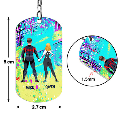 You And Me - Personalized Superhero Stainless Steel Keychain