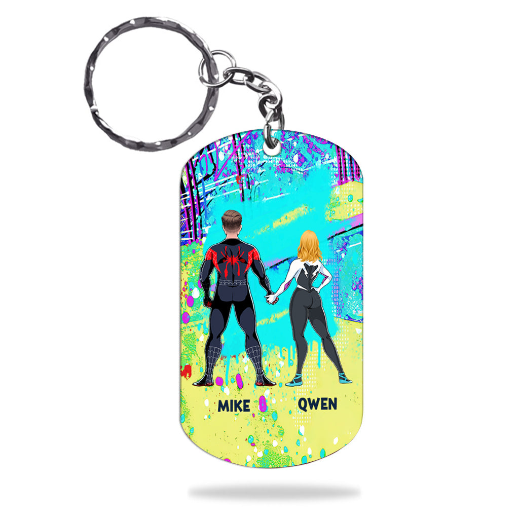 You And Me - Personalized Superhero Stainless Steel Keychain