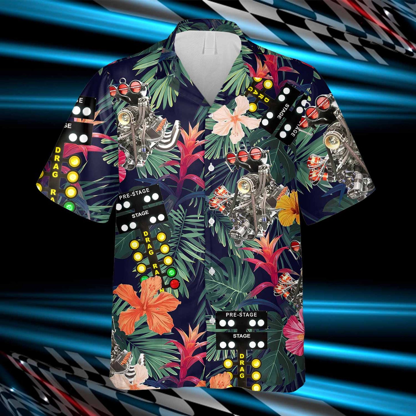 Summer Nights And Dirt Track Lights - Racing Hawaiian Shirt