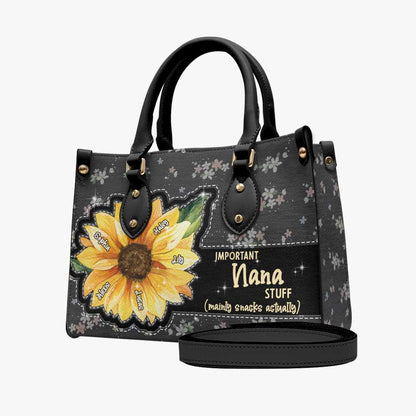 Grandma's Little Sunshine Sunflower - Personalized Leather Handbag