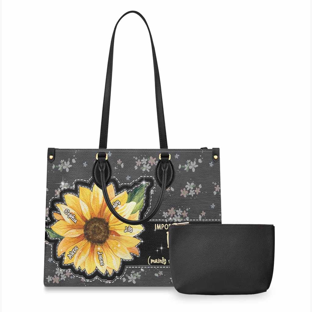 Grandma's Little Sunshine Sunflower - Personalized Leather Handbag