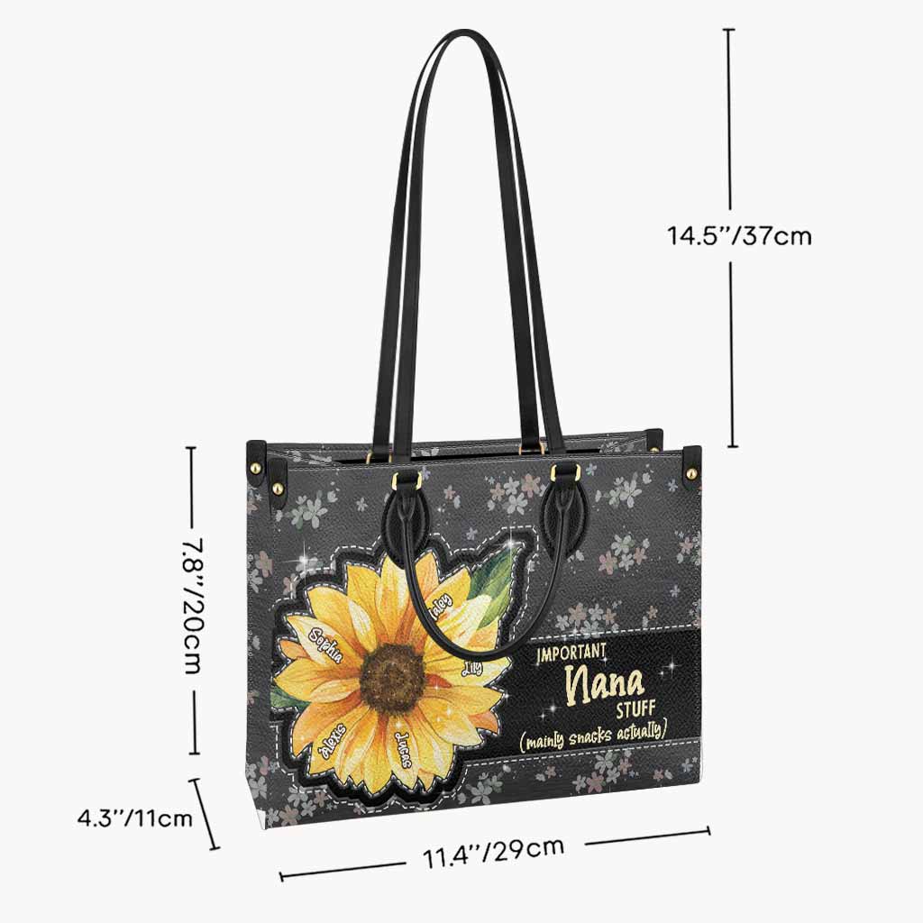 Grandma's Little Sunshine Sunflower - Personalized Leather Handbag