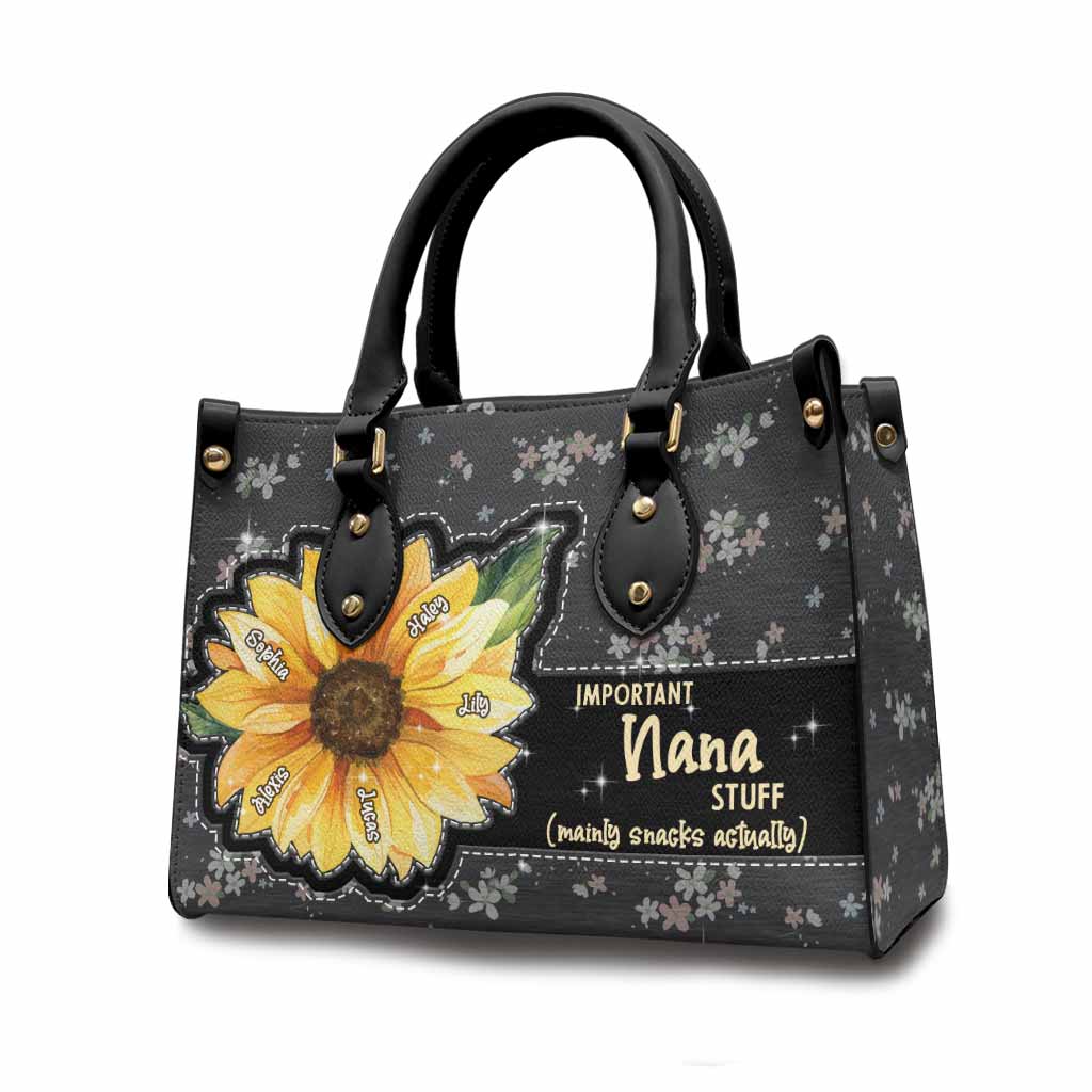 Grandma's Little Sunshine Sunflower - Personalized Leather Handbag