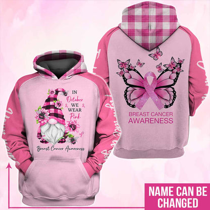 In October We Wear Pink - Breast Cancer Awareness Personalized All Over T-shirt and Hoodie