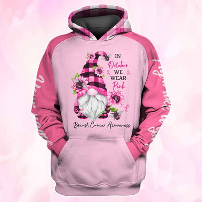 In October We Wear Pink - Breast Cancer Awareness Personalized All Over T-shirt and Hoodie