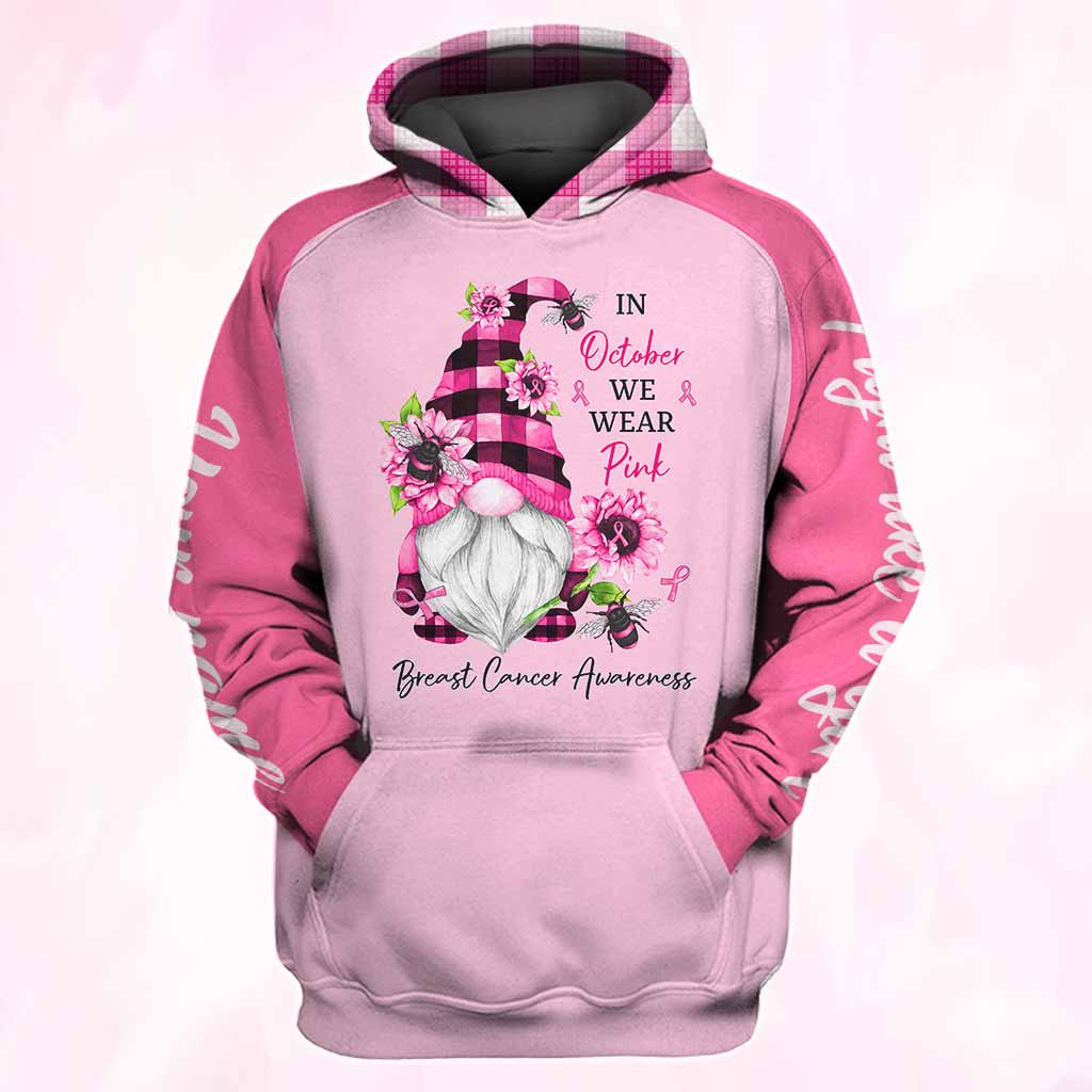 In October We Wear Pink - Breast Cancer Awareness Personalized All Over T-shirt and Hoodie