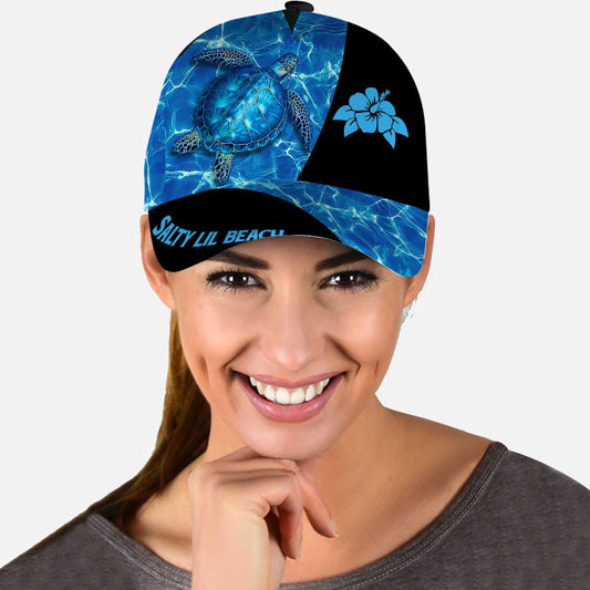 Salty Lil Beach - Turtle Personalized Classic Cap