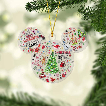 Wonderful Time Of The Year - Christmas Mouse Transparent Ornament