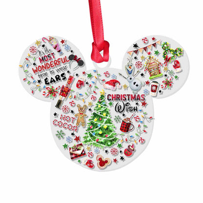 Wonderful Time Of The Year - Christmas Mouse Transparent Ornament