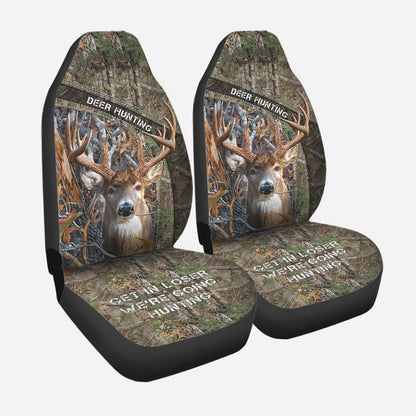 Deer Hunting - Seat Covers With Leather Pattern Print