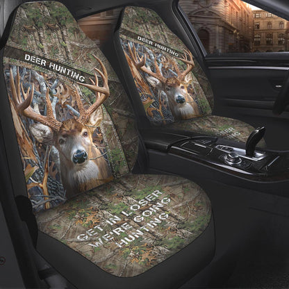 Deer Hunting - Seat Covers With Leather Pattern Print