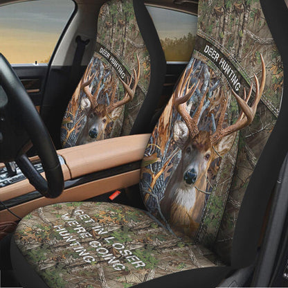 Deer Hunting - Seat Covers With Leather Pattern Print