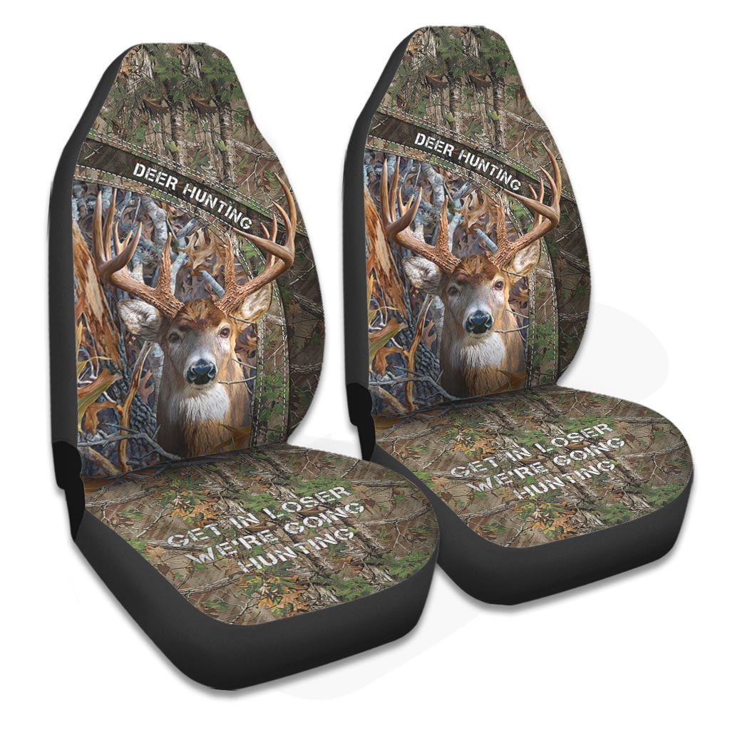 Deer Hunting - Seat Covers With Leather Pattern Print