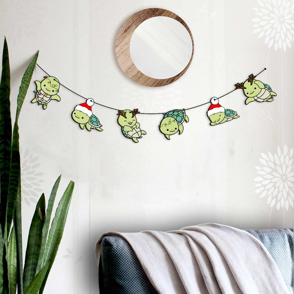 Cute Sea Turtles - Personalized Christmas Turtle 6 Pieces Garland