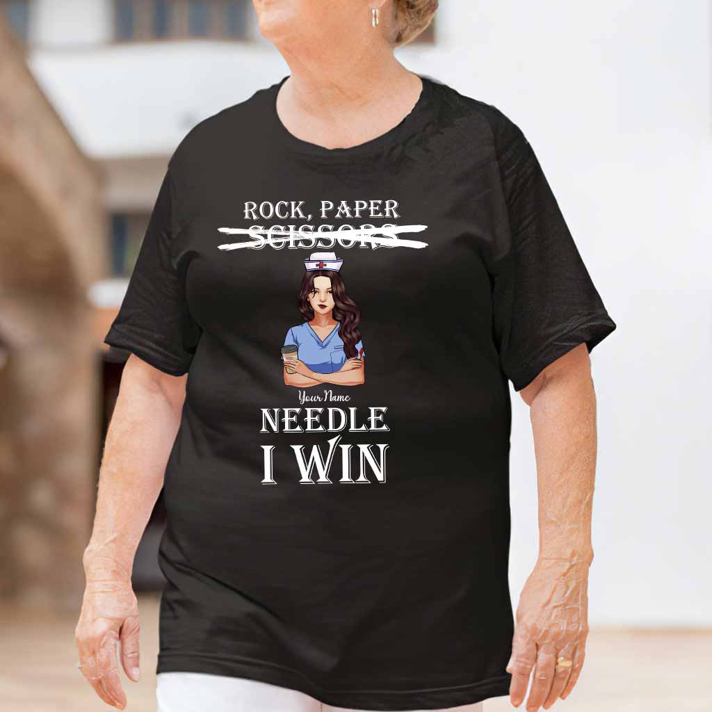 Rock Paper Needle I Win - Personalized Nurse T-shirt and Hoodie