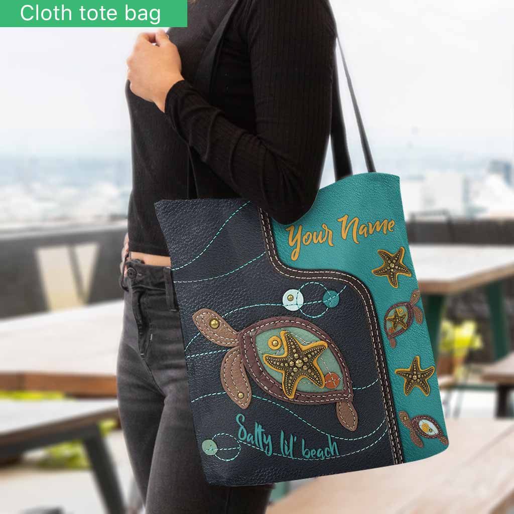 Salty Lil' Beach - Personalized Turtle Tote Bag