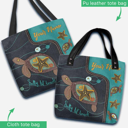 Salty Lil' Beach - Personalized Turtle Tote Bag