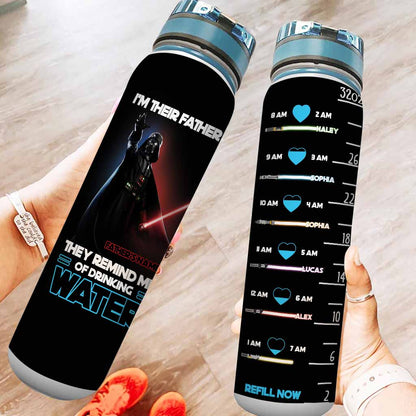 Fathers Drink Water - Personalized The Force Water Tracker Bottle