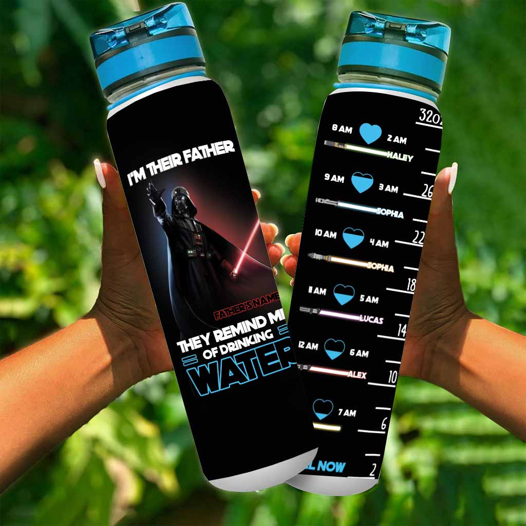 Fathers Drink Water - Personalized The Force Water Tracker Bottle