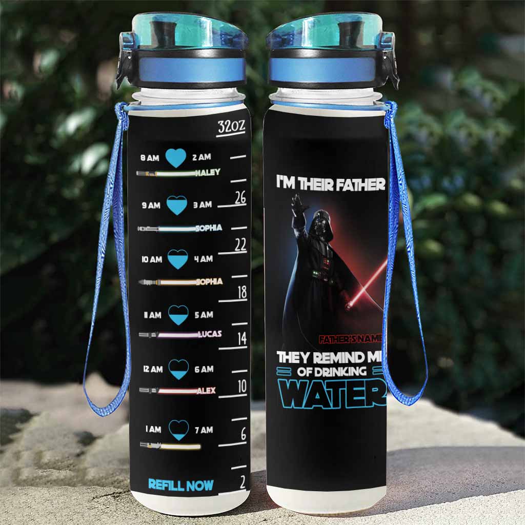 Fathers Drink Water - Personalized The Force Water Tracker Bottle