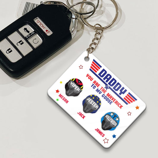 Daddy You Are The Maverick - Personalized Top Gun Keychain (Printed On Both Sides)