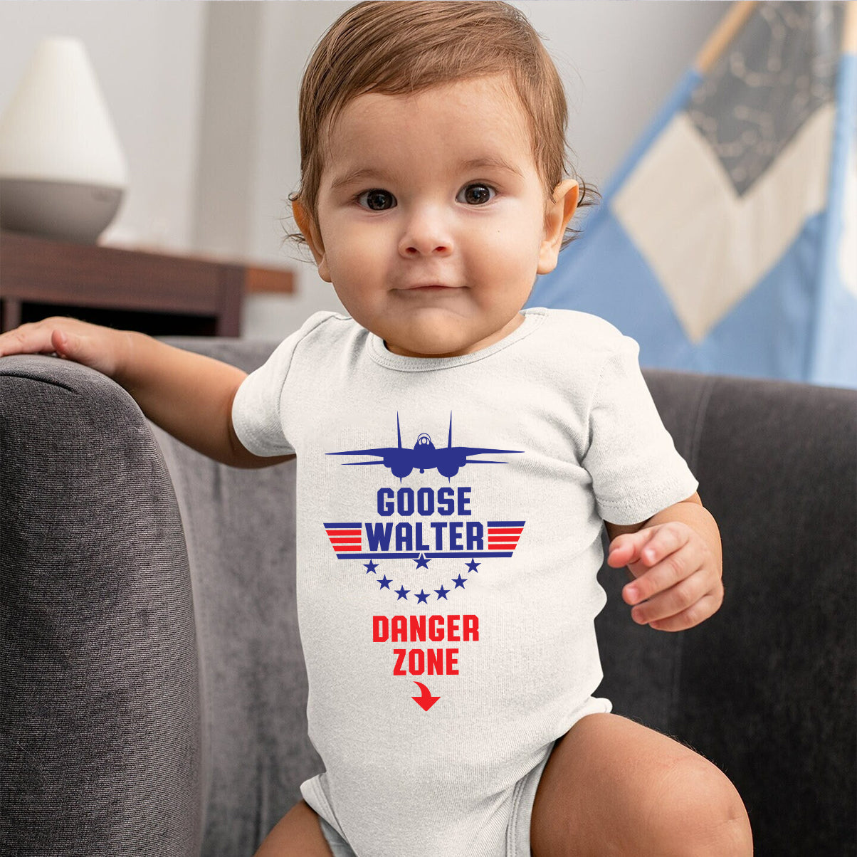 Goose And Charlie - Personalized Top Gun T-shirt And Baby Onesie