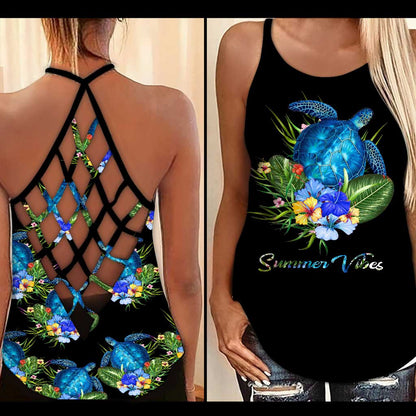 Summer Vibes - Turtle Cross Tank Top