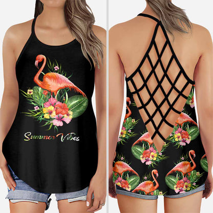 Summer Vibes - Flamingo Cross Tank Top