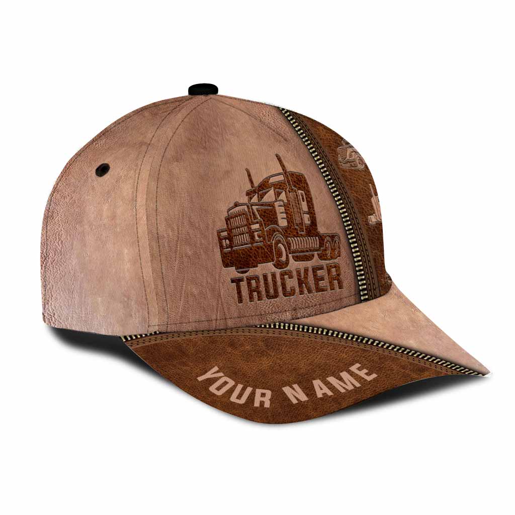 Trucker Personalized Leather Patter Print Cap