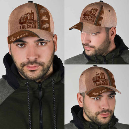 Trucker Personalized Leather Patter Print Cap