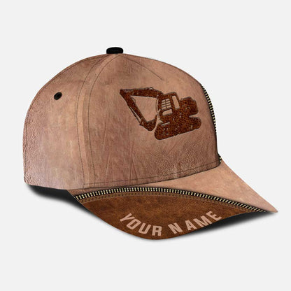 Heavy Equipment Operator Personalized Leather Pattern Print Cap With Printed Vent Holes