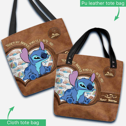 Touch My Books And I'll Bite You - Personalized Tote Bag